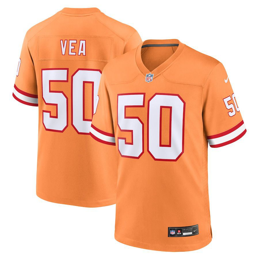 Men Tampa Bay Buccaneers 50 Vita Vea Nike Orange Throwback Game NFL Jersey